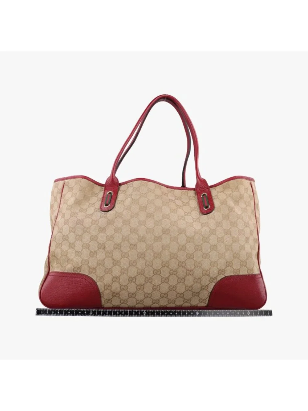 Gucci GG Supreme Beige Red Canvas Leather Handbag